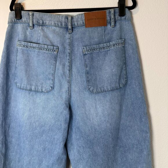 Lucky Brand Women's Size 14/32 High Rise Wide Leg Cropped Blue Denim‎ Jeans - Picture 16 of 16